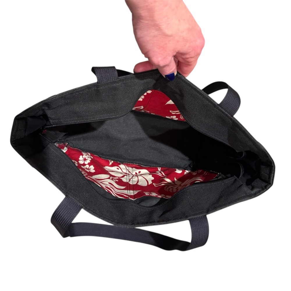 Mailelani’s Kauai Black & White Floral Zip Top Canvas Tote - Picture 8 of 8